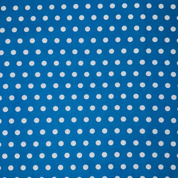Teal Blue and White Medium Size Polka Dot Cotton Fabric - 1/2 Yard - Blender - Picture 1 of 5